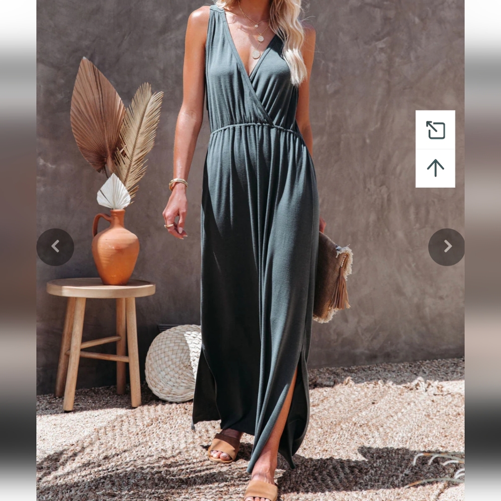 NEW POL Mineral Washed Knit Maxi Dress Pool Beach Coverup Size S